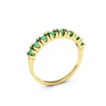 Anel Ouro 18k com Pedras Verde Brilhantes 