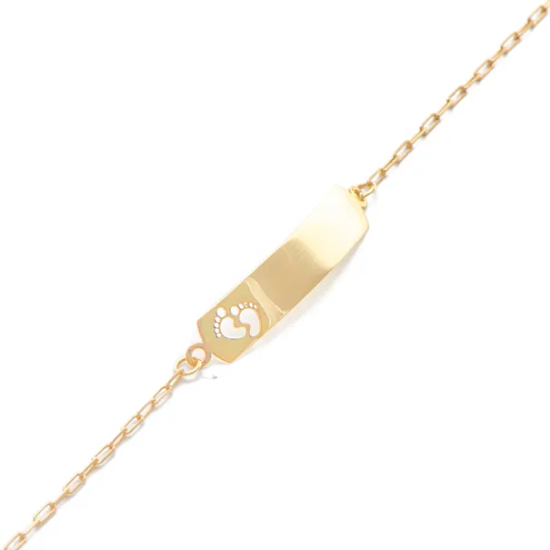 Pulseira em Ouro 18k Infantil Cartie 13cm com Chapa Pézinhos